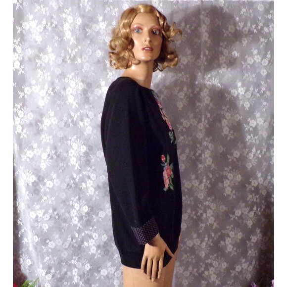 Vintage 90s Sweatshirt 1990s Floral Dark Romance New Wave Hipster Size Large - Picture 3 of 11